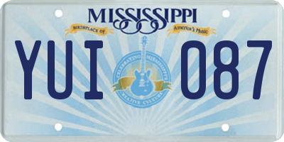 MS license plate YUI087