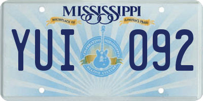 MS license plate YUI092