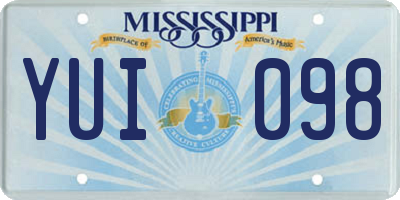 MS license plate YUI098