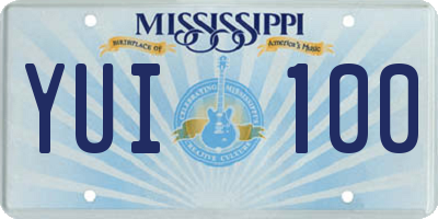 MS license plate YUI100