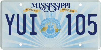 MS license plate YUI105
