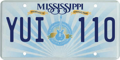 MS license plate YUI110