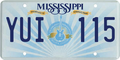 MS license plate YUI115