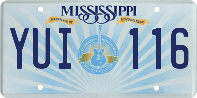 MS license plate YUI116