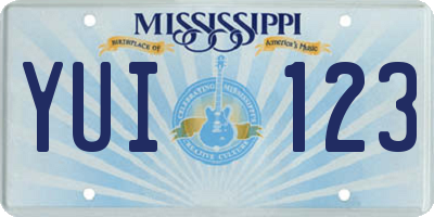 MS license plate YUI123