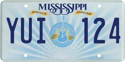 MS license plate YUI124