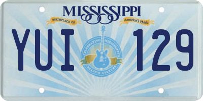 MS license plate YUI129