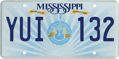 MS license plate YUI132