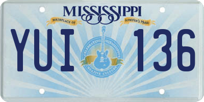 MS license plate YUI136