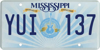 MS license plate YUI137
