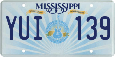 MS license plate YUI139