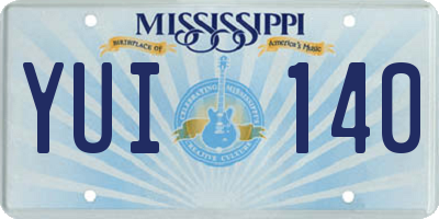 MS license plate YUI140