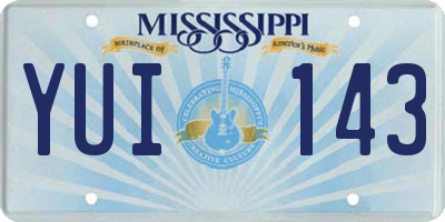 MS license plate YUI143