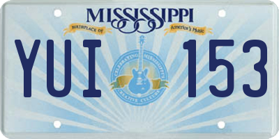 MS license plate YUI153