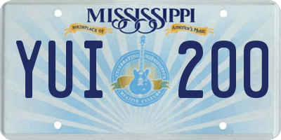 MS license plate YUI200