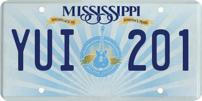 MS license plate YUI201