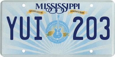 MS license plate YUI203