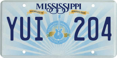 MS license plate YUI204