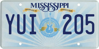 MS license plate YUI205