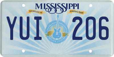MS license plate YUI206