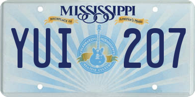 MS license plate YUI207