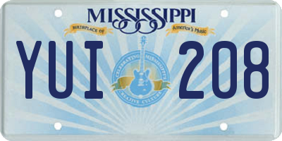 MS license plate YUI208
