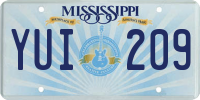 MS license plate YUI209