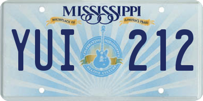 MS license plate YUI212