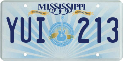 MS license plate YUI213