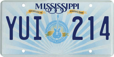 MS license plate YUI214