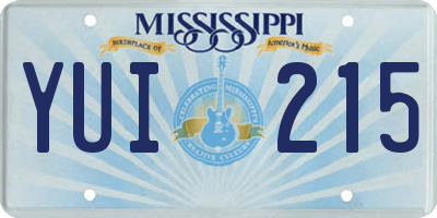 MS license plate YUI215