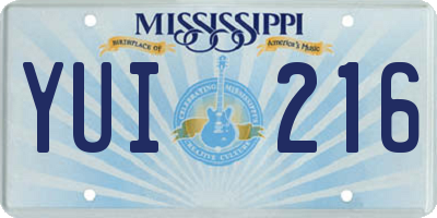MS license plate YUI216