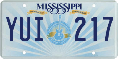 MS license plate YUI217