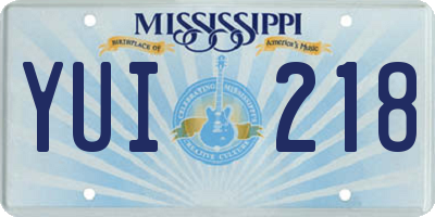 MS license plate YUI218