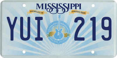 MS license plate YUI219