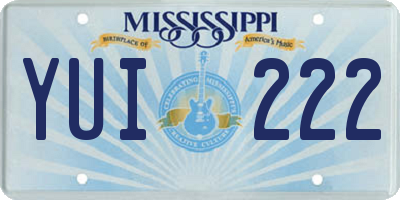MS license plate YUI222