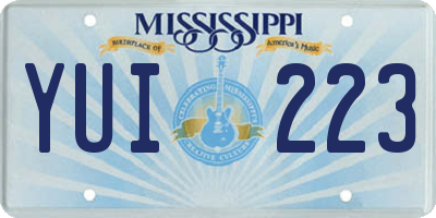 MS license plate YUI223