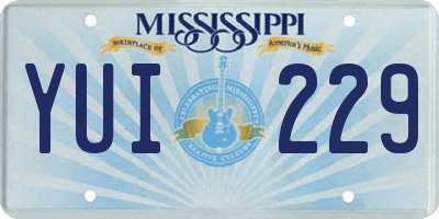 MS license plate YUI229