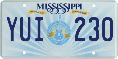 MS license plate YUI230