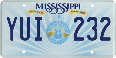 MS license plate YUI232