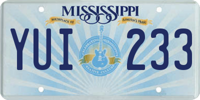 MS license plate YUI233