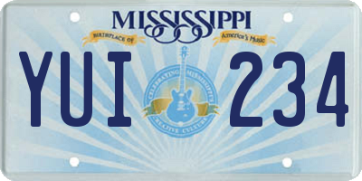 MS license plate YUI234