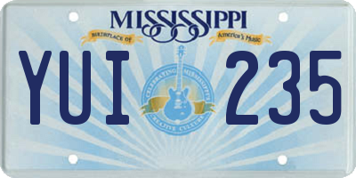 MS license plate YUI235
