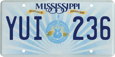 MS license plate YUI236