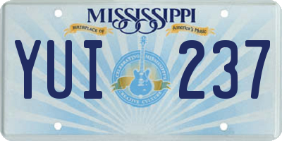 MS license plate YUI237