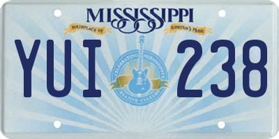 MS license plate YUI238