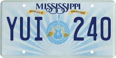 MS license plate YUI240