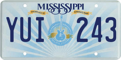 MS license plate YUI243