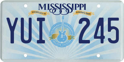MS license plate YUI245