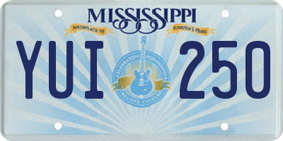 MS license plate YUI250